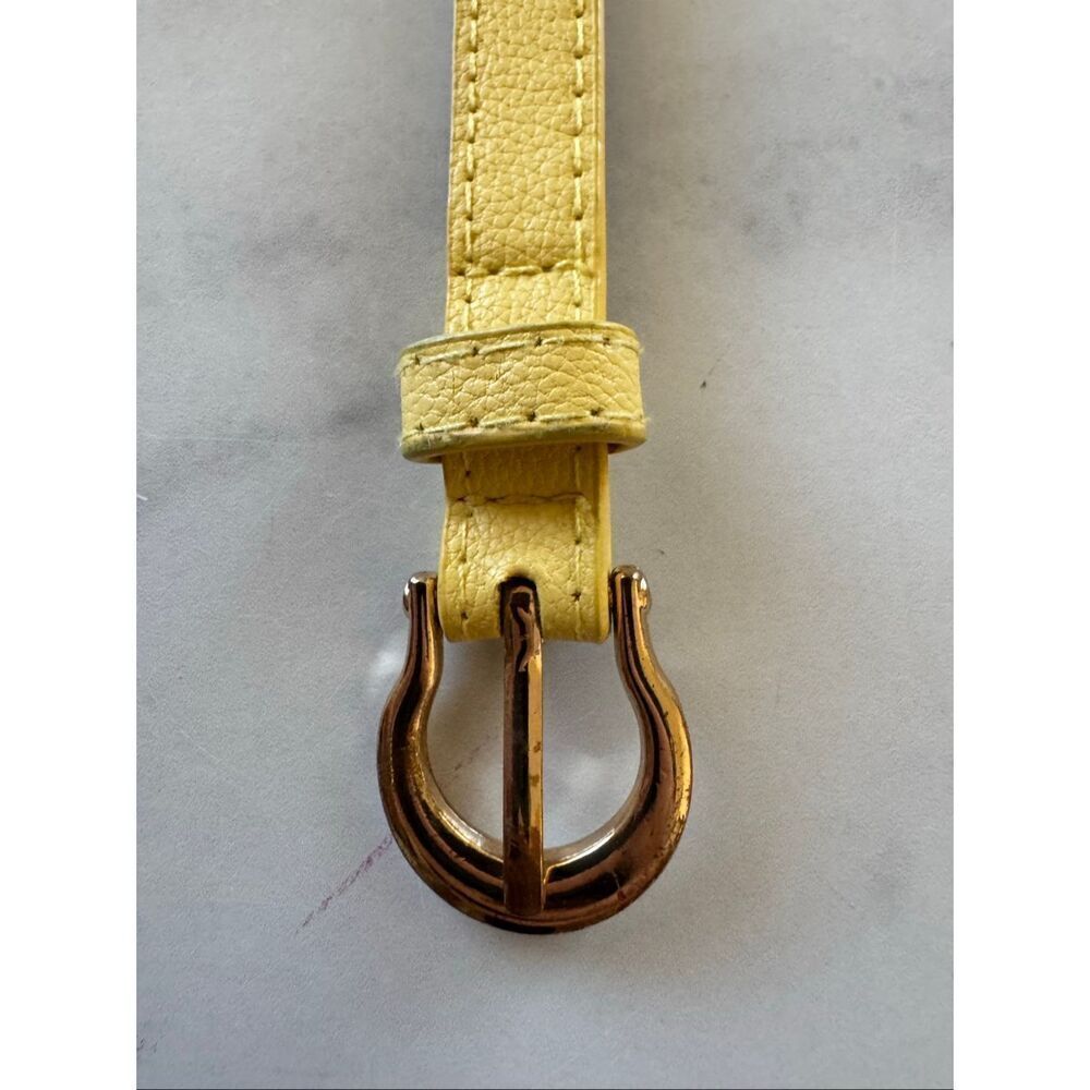 Lacey Lane little girls XS 4-6 year belt pastel yellow thin imported gold buckle